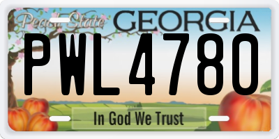 GA license plate PWL4780