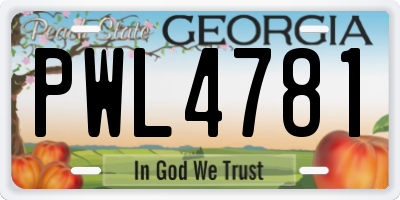 GA license plate PWL4781