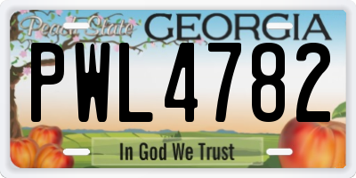 GA license plate PWL4782