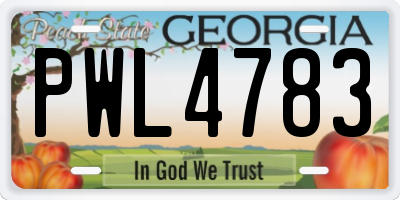 GA license plate PWL4783