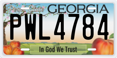 GA license plate PWL4784