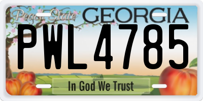 GA license plate PWL4785