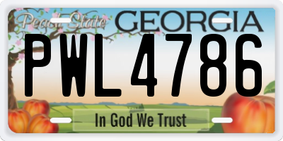 GA license plate PWL4786