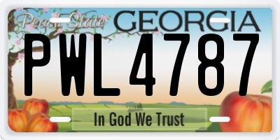 GA license plate PWL4787