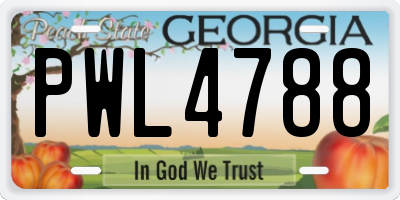 GA license plate PWL4788