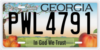 GA license plate PWL4791