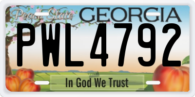 GA license plate PWL4792