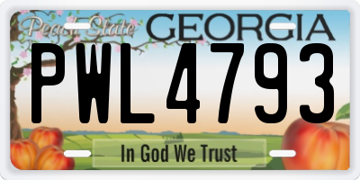 GA license plate PWL4793