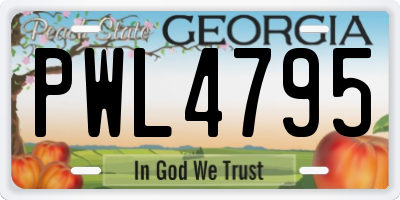 GA license plate PWL4795