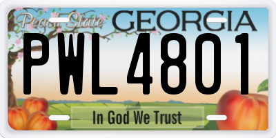 GA license plate PWL4801