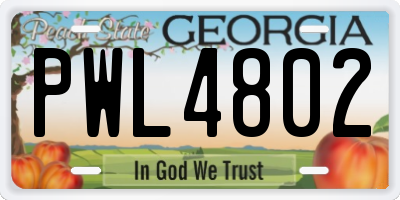 GA license plate PWL4802