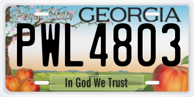 GA license plate PWL4803