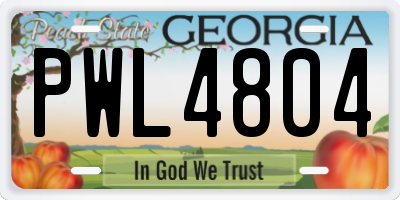 GA license plate PWL4804