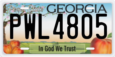 GA license plate PWL4805