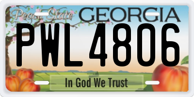 GA license plate PWL4806