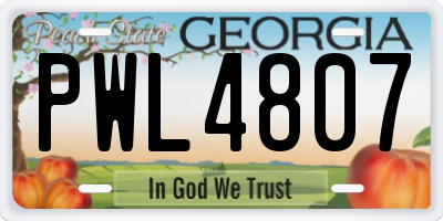 GA license plate PWL4807