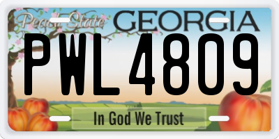 GA license plate PWL4809
