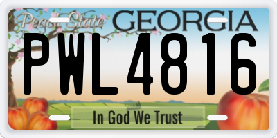 GA license plate PWL4816
