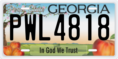 GA license plate PWL4818