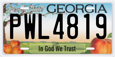 GA license plate PWL4819