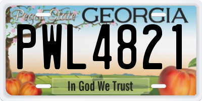 GA license plate PWL4821