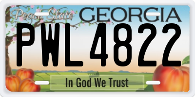 GA license plate PWL4822