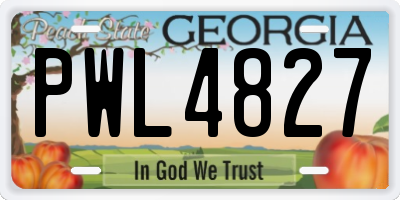 GA license plate PWL4827