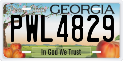 GA license plate PWL4829