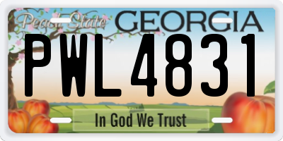 GA license plate PWL4831