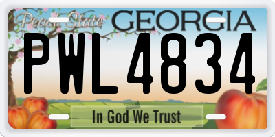 GA license plate PWL4834