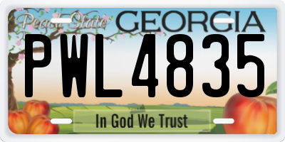 GA license plate PWL4835