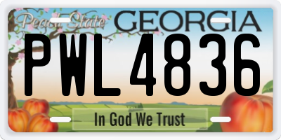GA license plate PWL4836