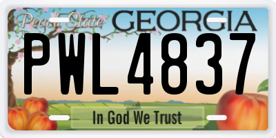 GA license plate PWL4837