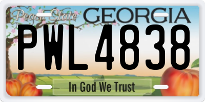 GA license plate PWL4838
