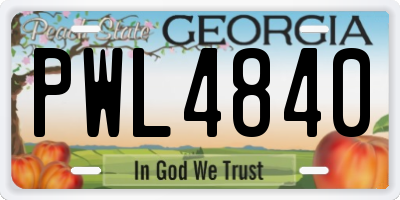 GA license plate PWL4840