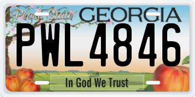 GA license plate PWL4846