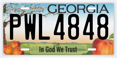 GA license plate PWL4848