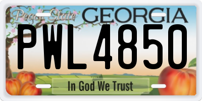 GA license plate PWL4850