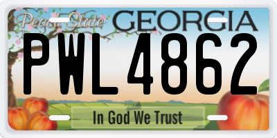 GA license plate PWL4862