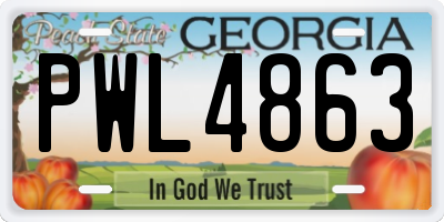 GA license plate PWL4863