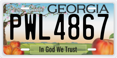 GA license plate PWL4867