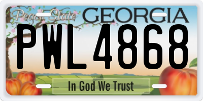 GA license plate PWL4868