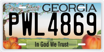 GA license plate PWL4869