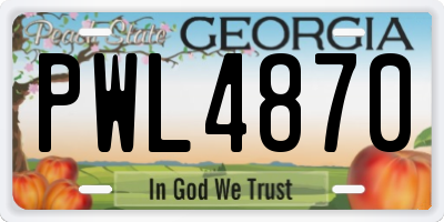 GA license plate PWL4870