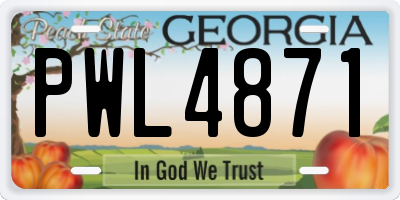 GA license plate PWL4871