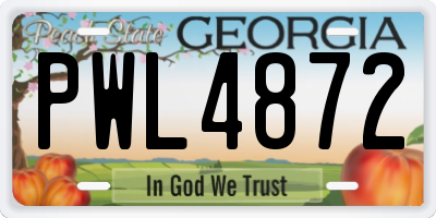 GA license plate PWL4872