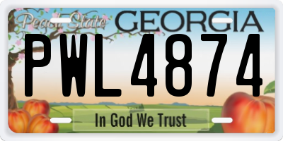GA license plate PWL4874