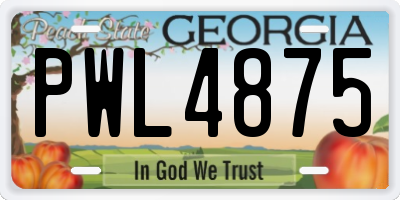 GA license plate PWL4875