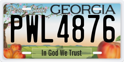 GA license plate PWL4876