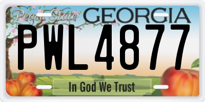 GA license plate PWL4877